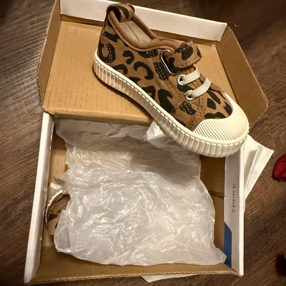 Brown Leopard Print Kids Shoes